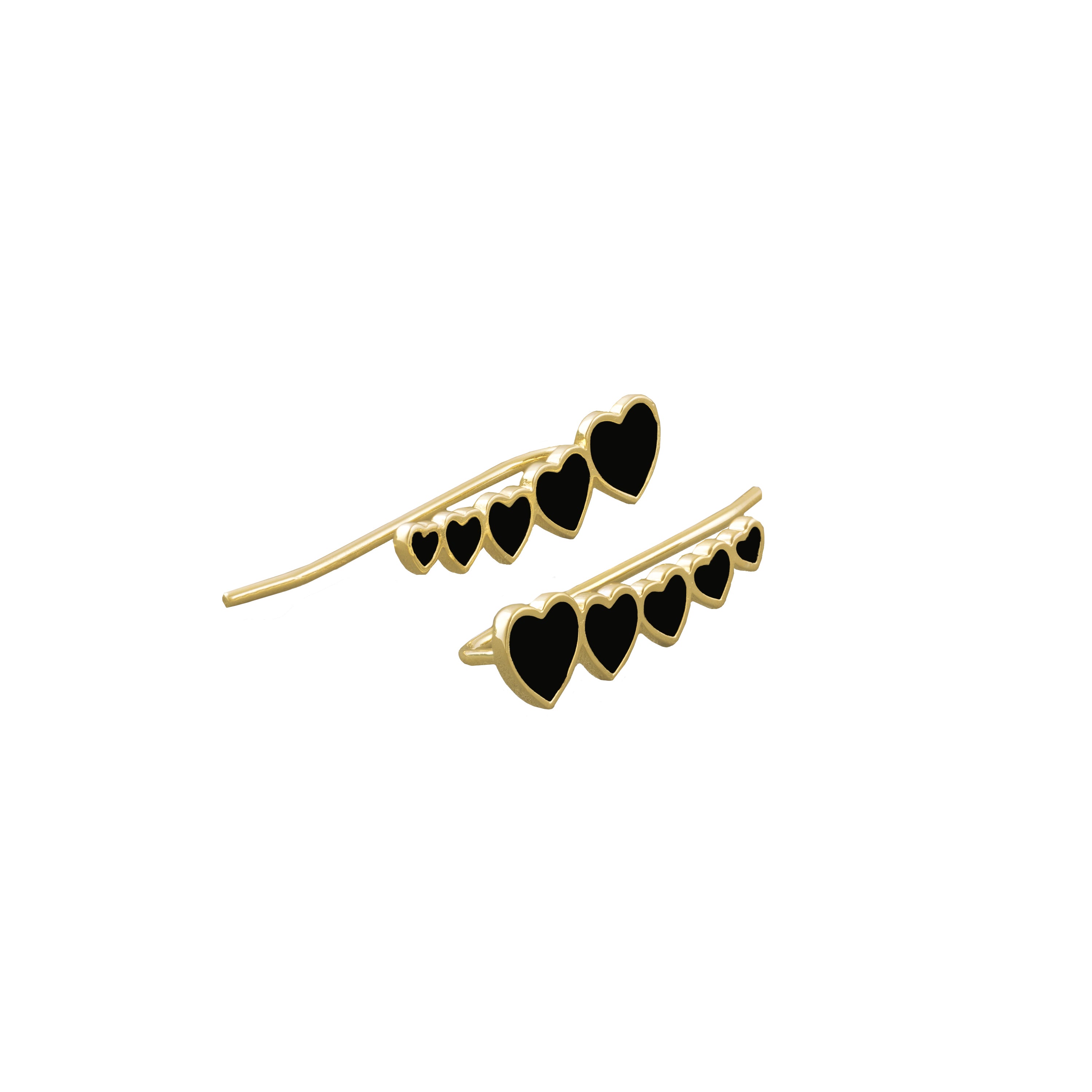 heart climber earrings_black and gold_frontview