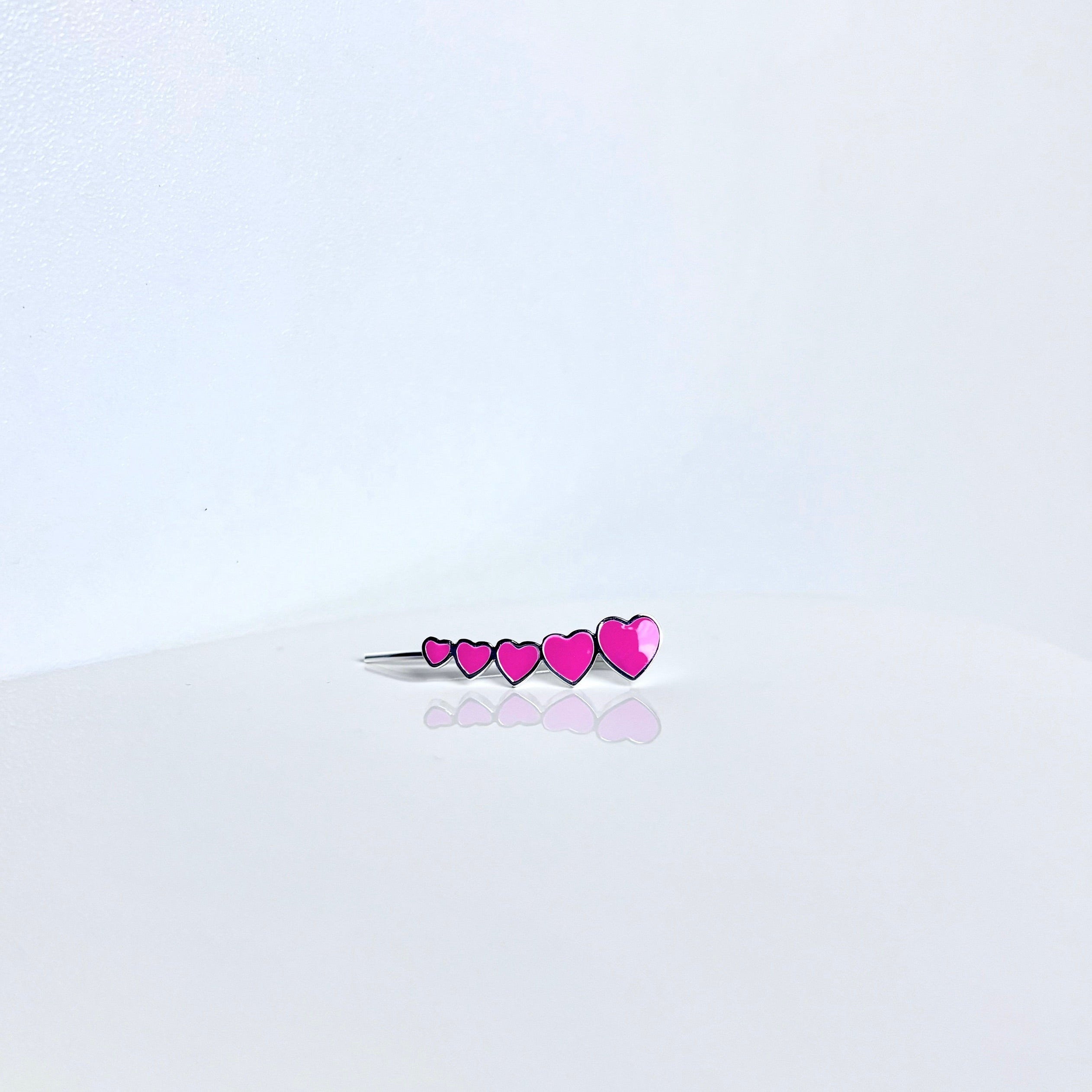 heart climber earrings_pink and silver_frontview