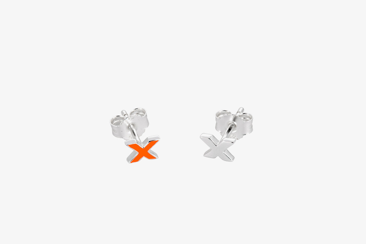 kiss-studs-orange-silver-front-top-views