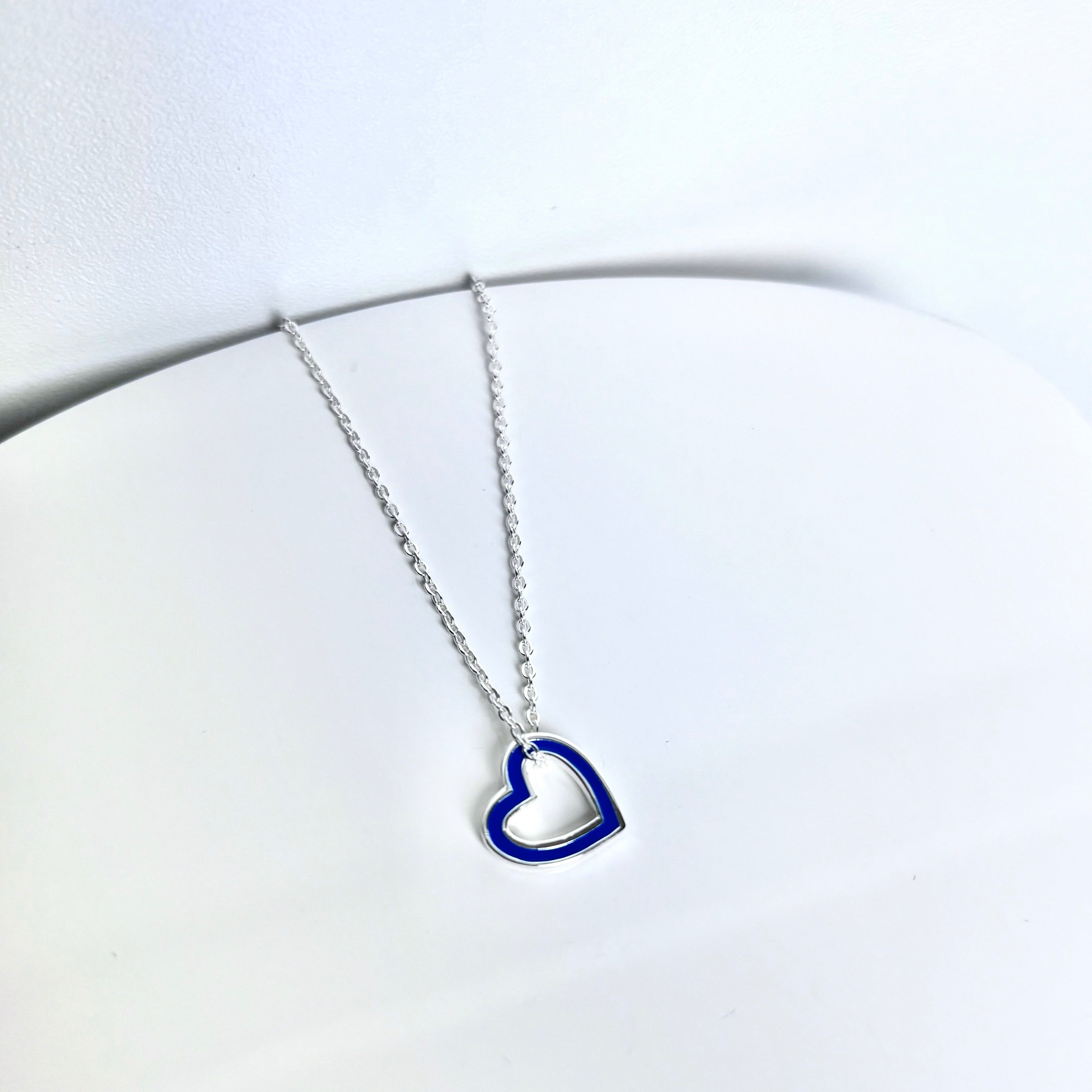 open-heart-necklace-blue-silver-front-view