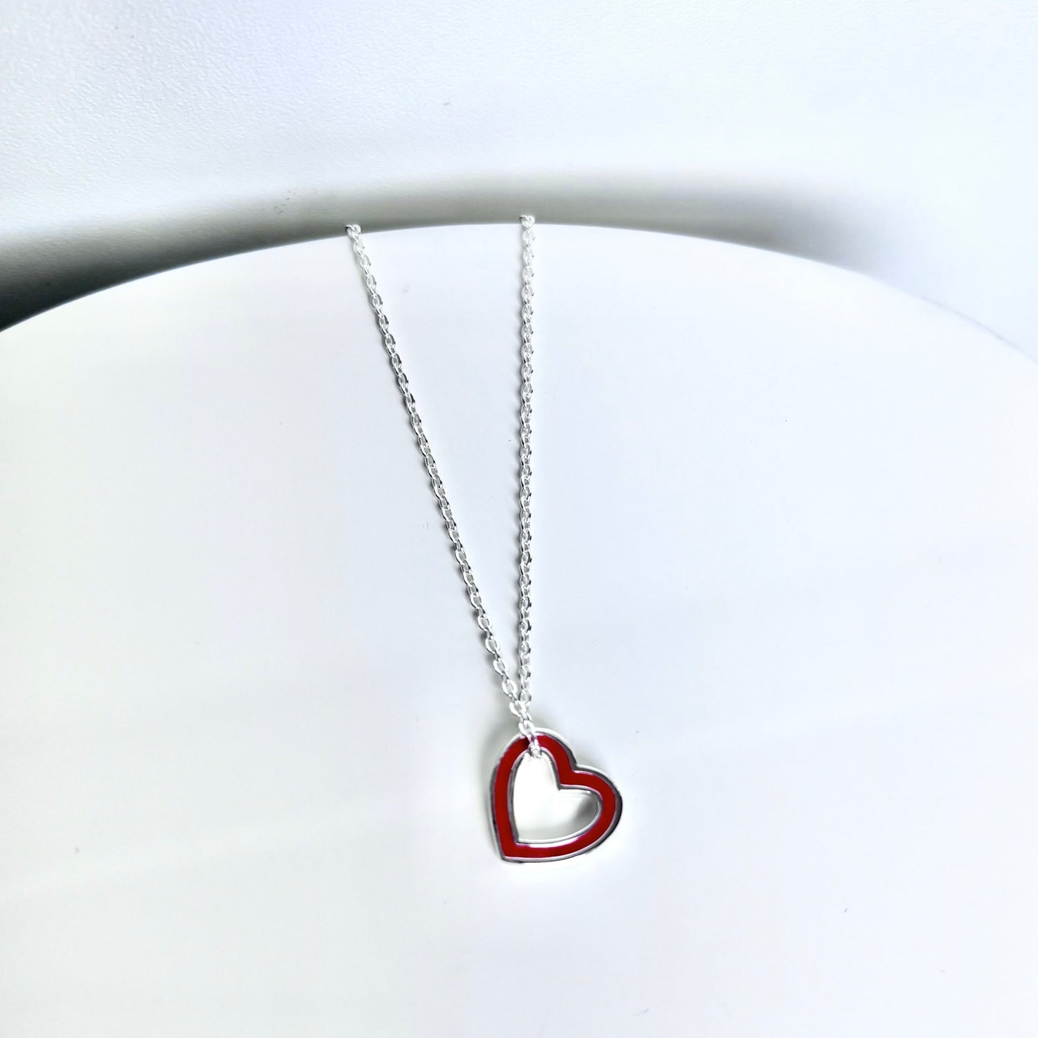 open-heart-necklace-red-silver-front-view
