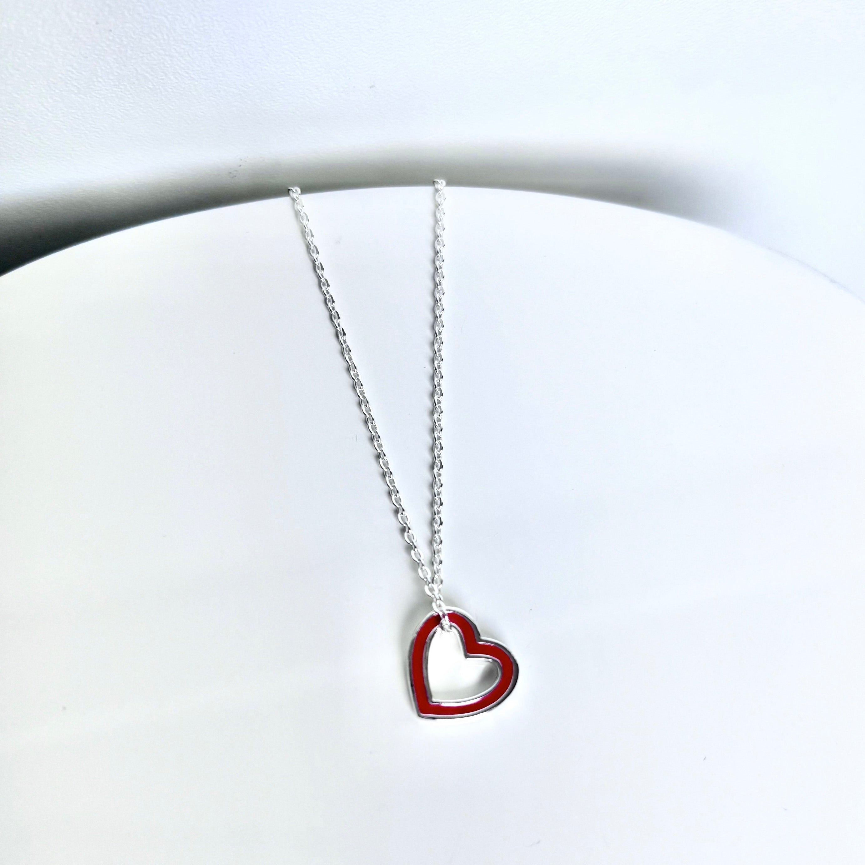 open-heart-necklace-red-silver-front-view