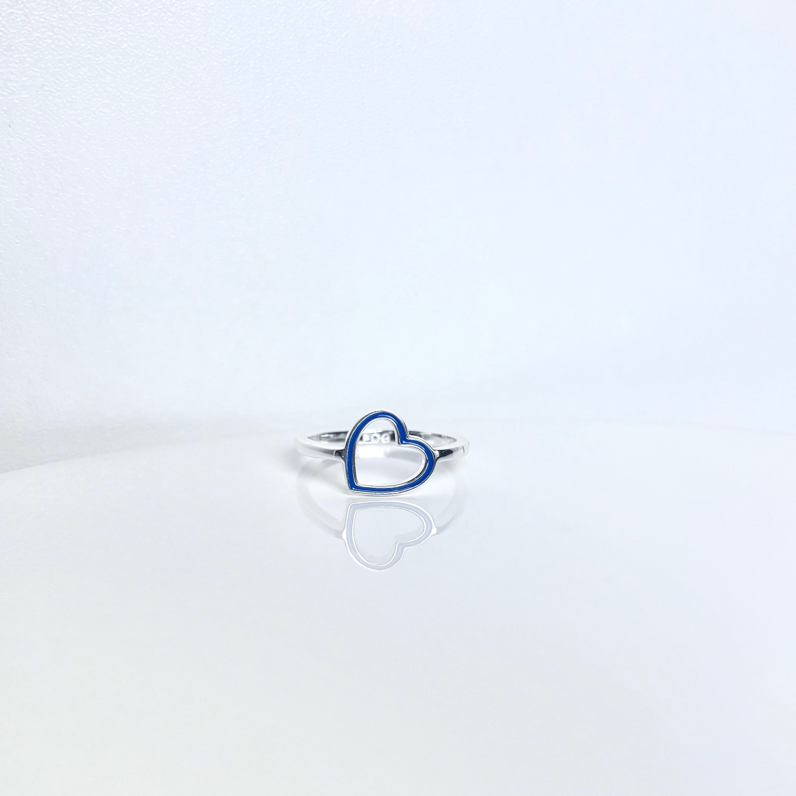 open-heart-ring-blue-silver-front-view
