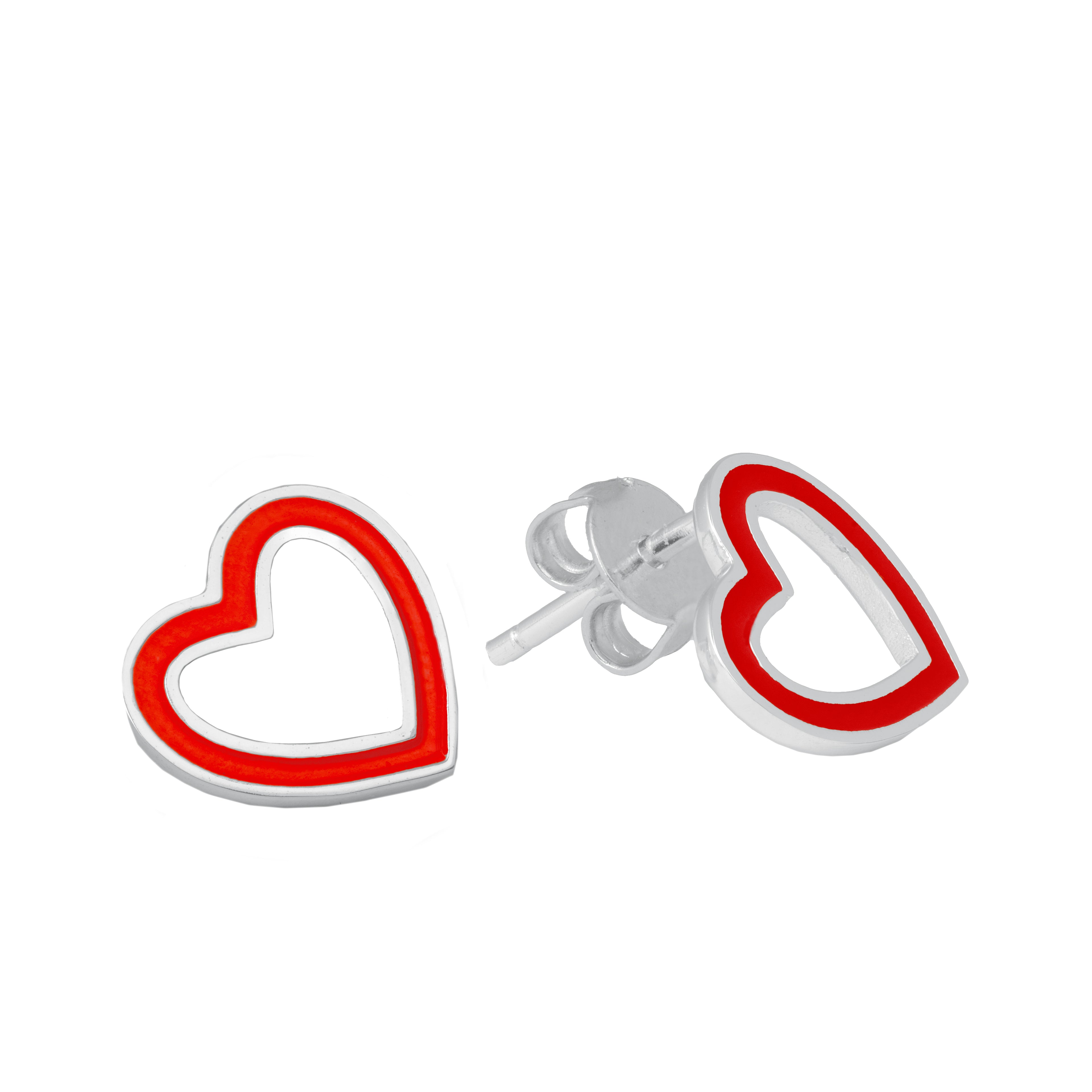 open-heart-studs-red-silver-front-view