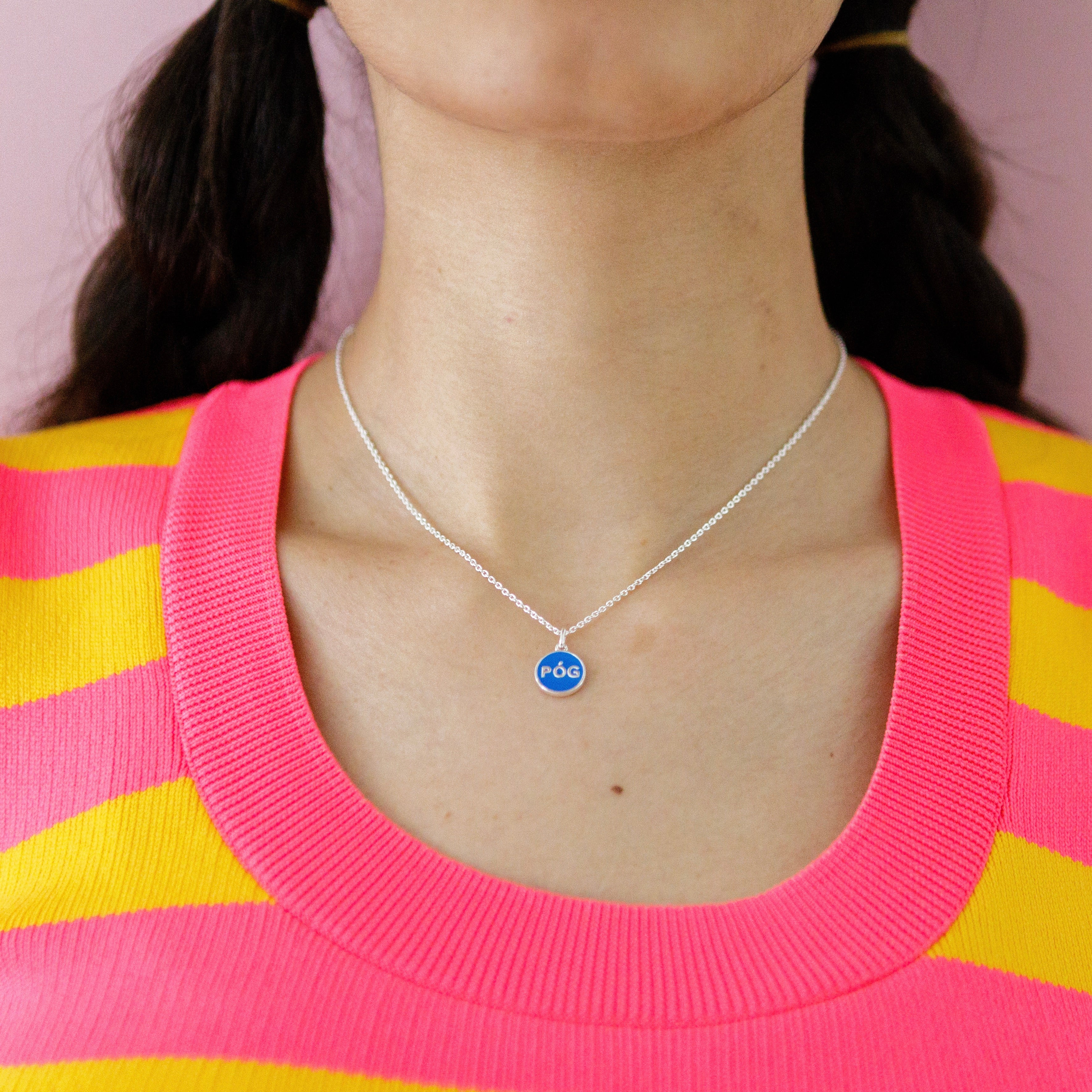 charm-necklace-blue-silver-on-neck-view