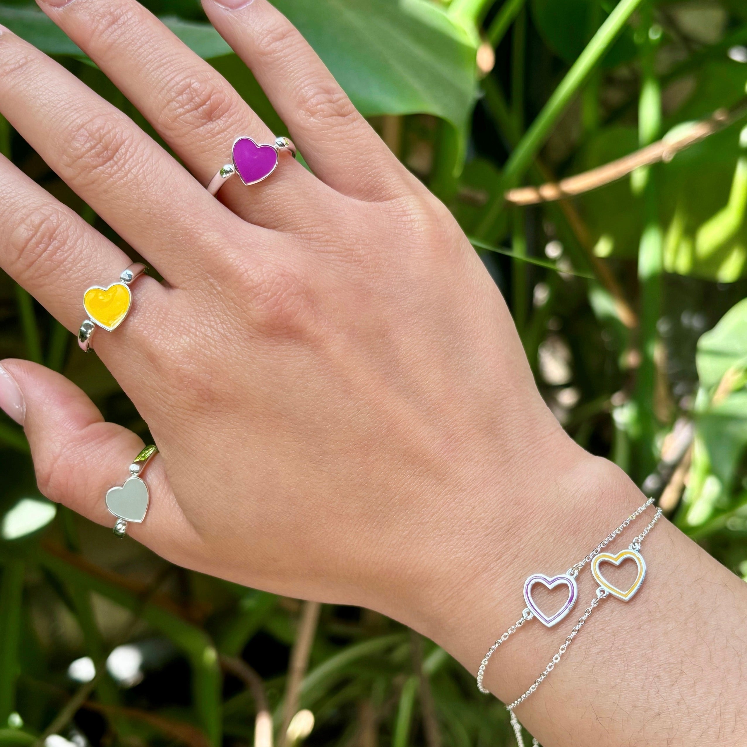 handstack-fidget-ring-open-heart-bracelet-silver-on-hand