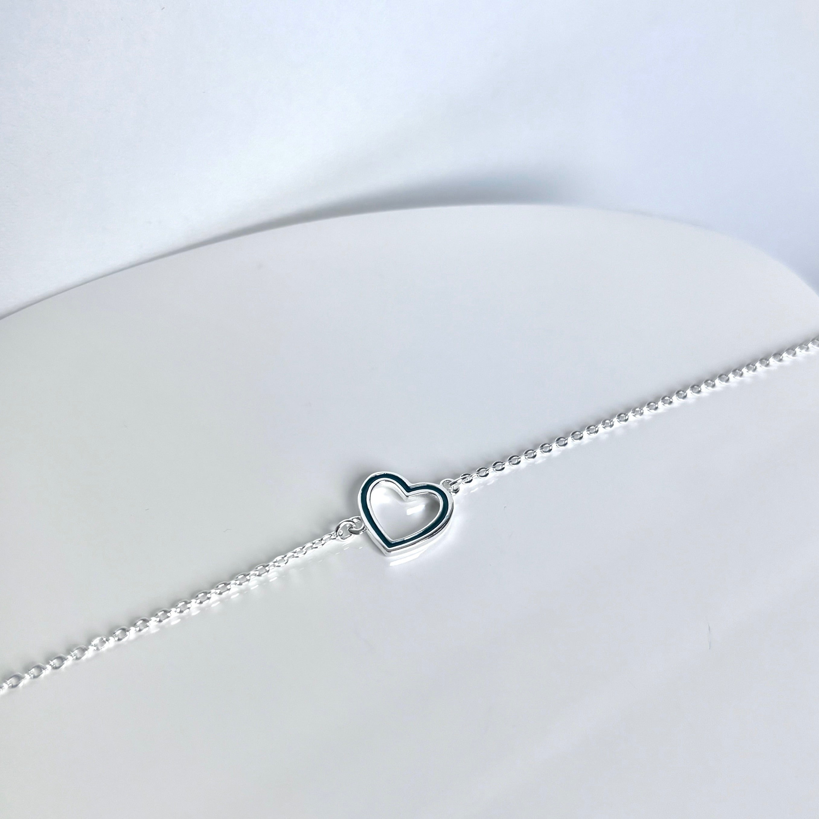 Open-Heart-Bracelet-Green-silver-top-front-view