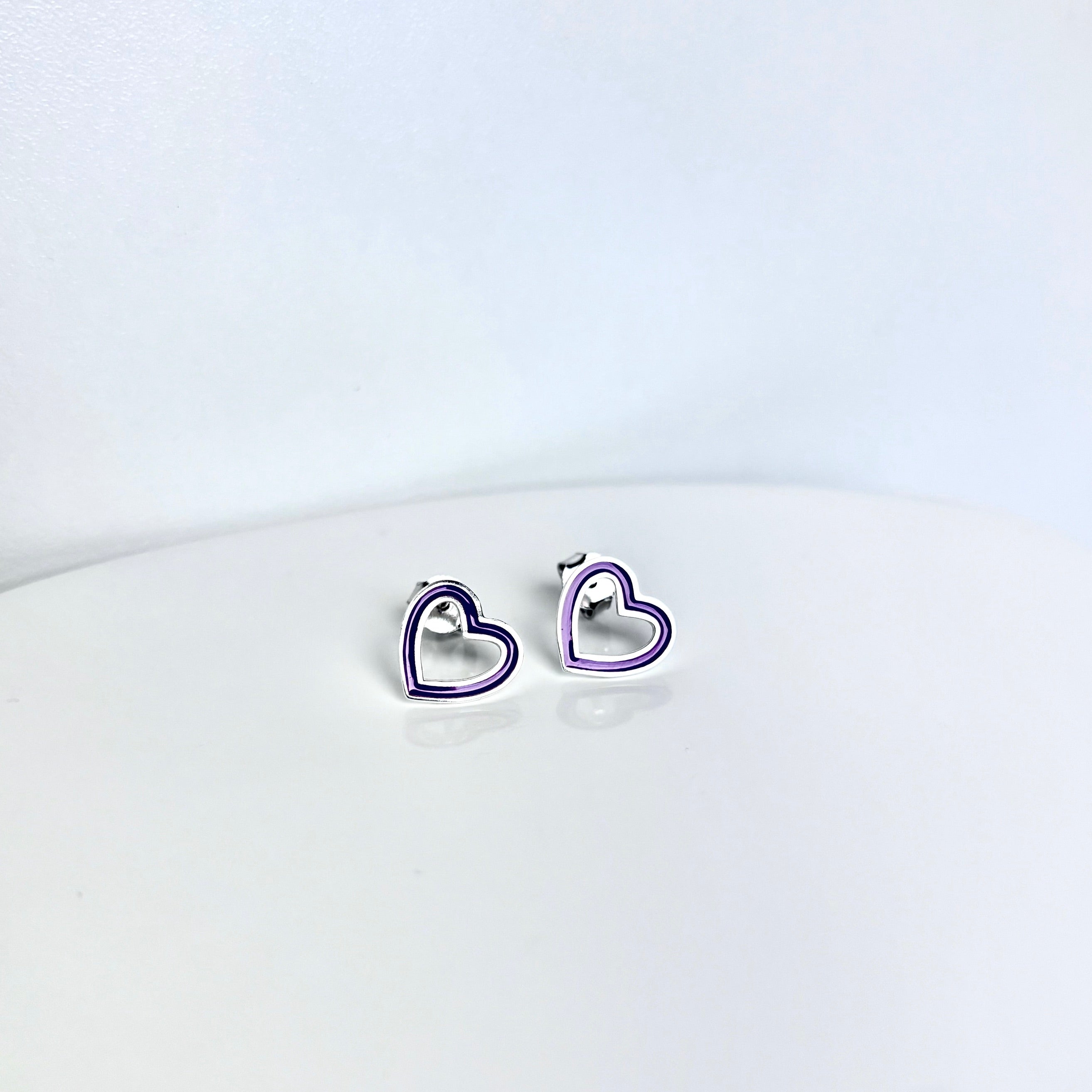 open-heart-studs-purple-silver-front-view