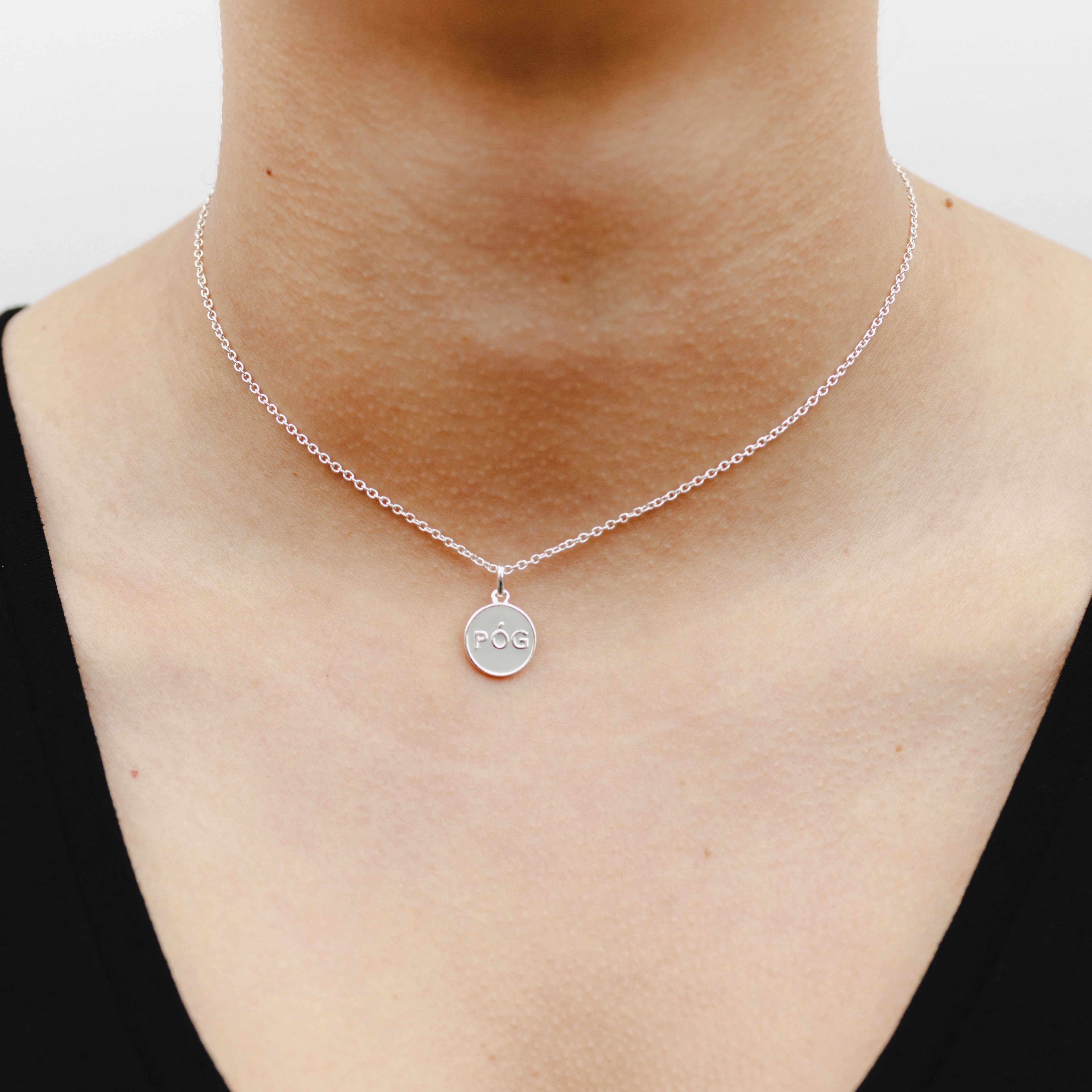 charm-necklace-grey-silver-on-neck-view
