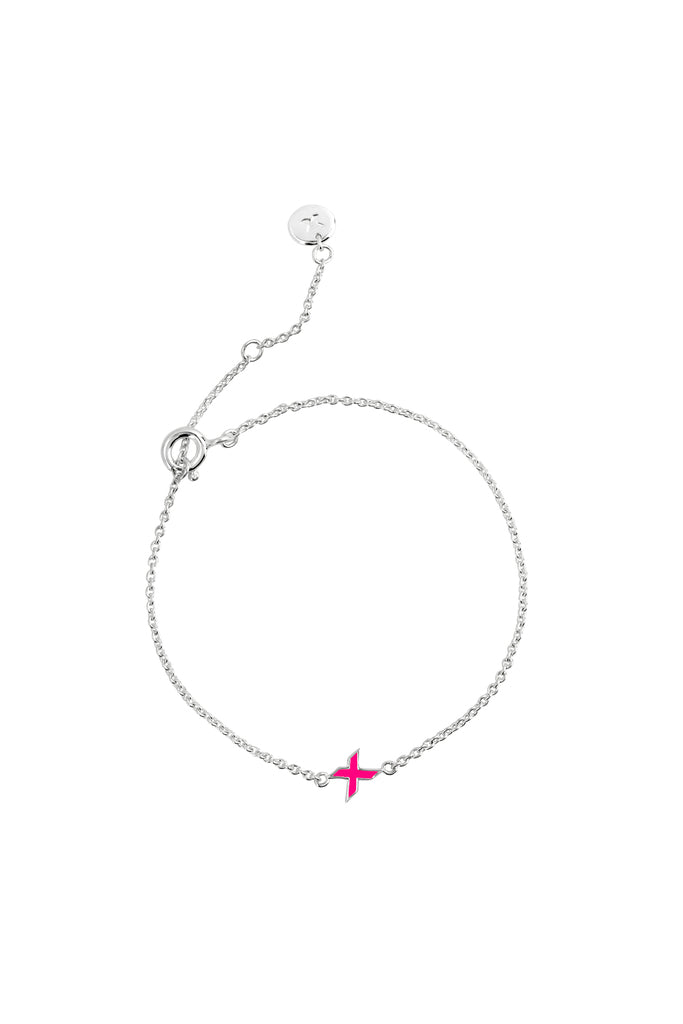 kiss bracelet_pink and silver_frontview