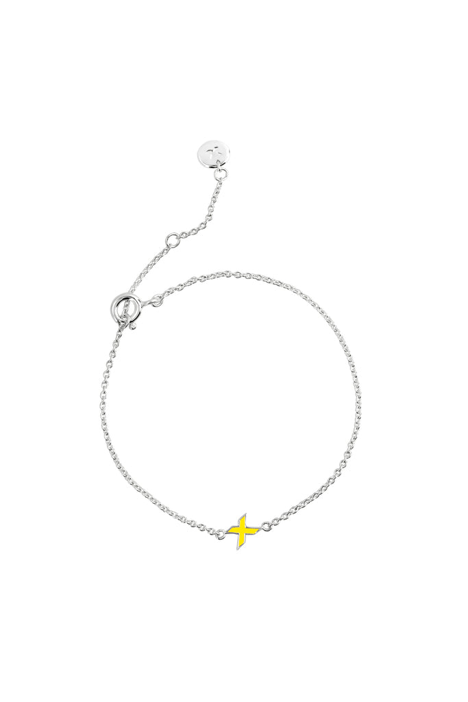 kiss bracelet_yellow and silver_frontview
