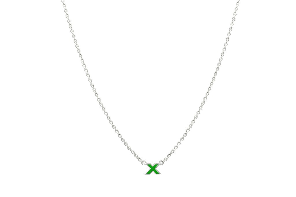 kiss-pendant-necklace-green-silver-front-view