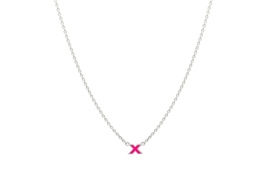 kiss-pendant-necklace-pink-silver-front-view