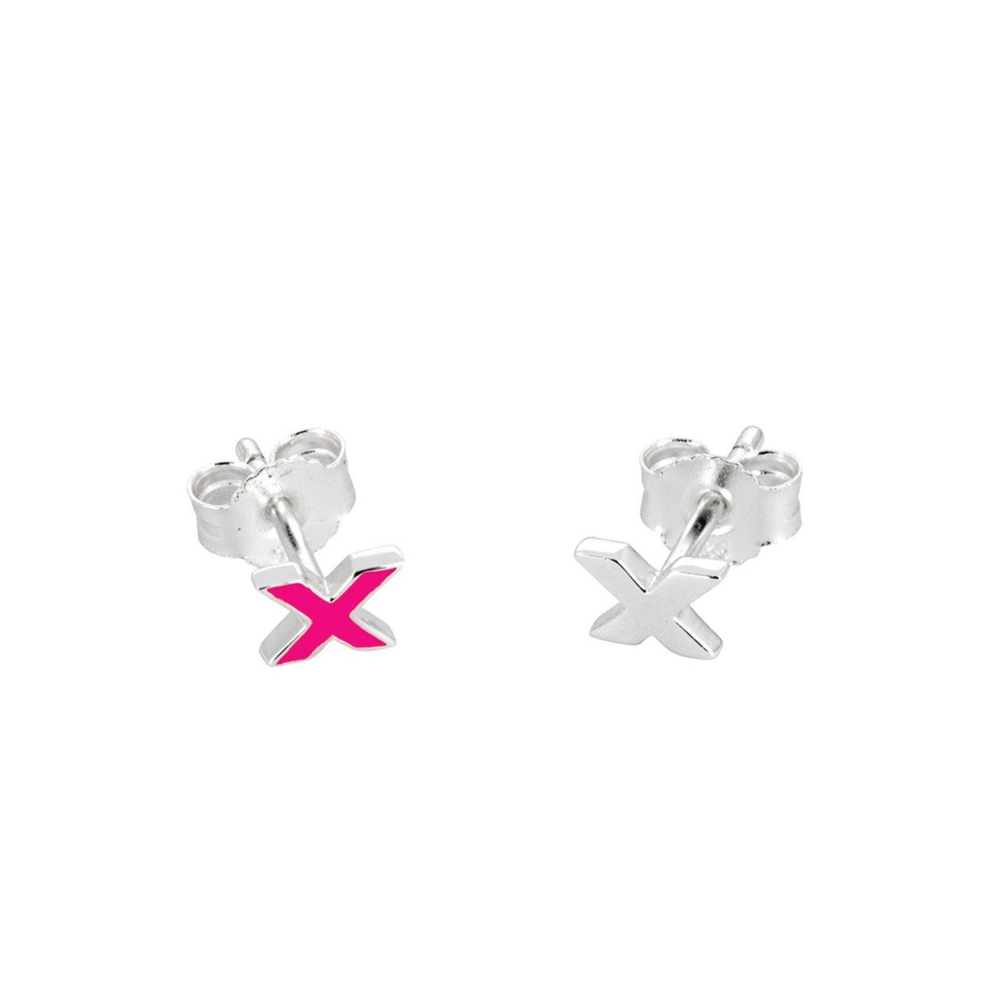 kiss-studs-pink-silver-front-top-views