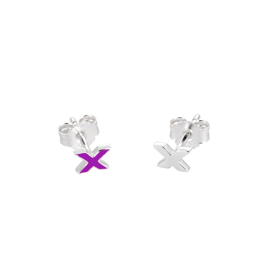 kiss-studs-purple-silver-front-top-views
