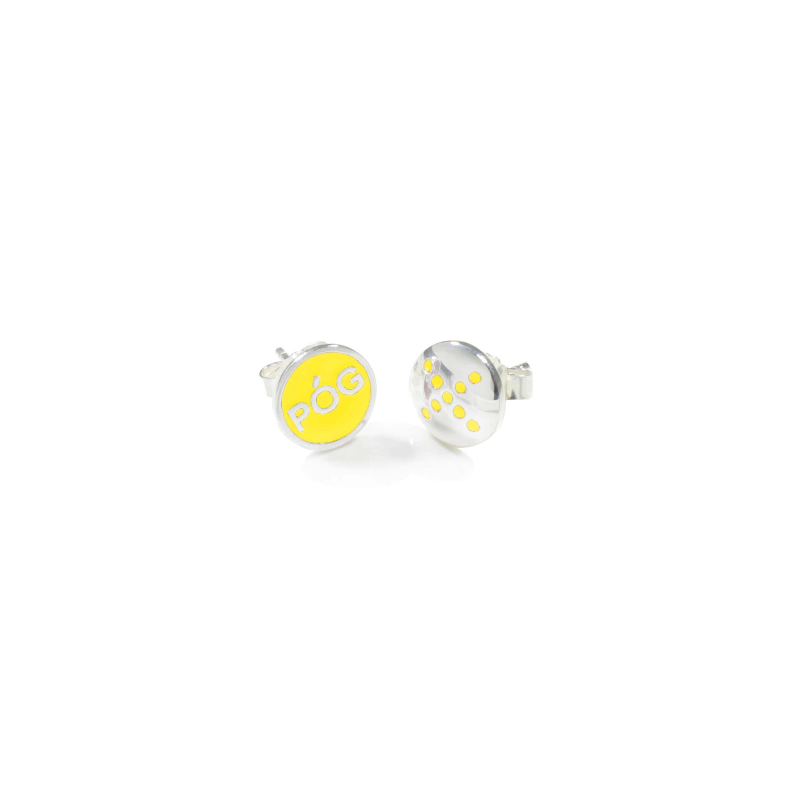 pog-studs-yellow-silver-front-view