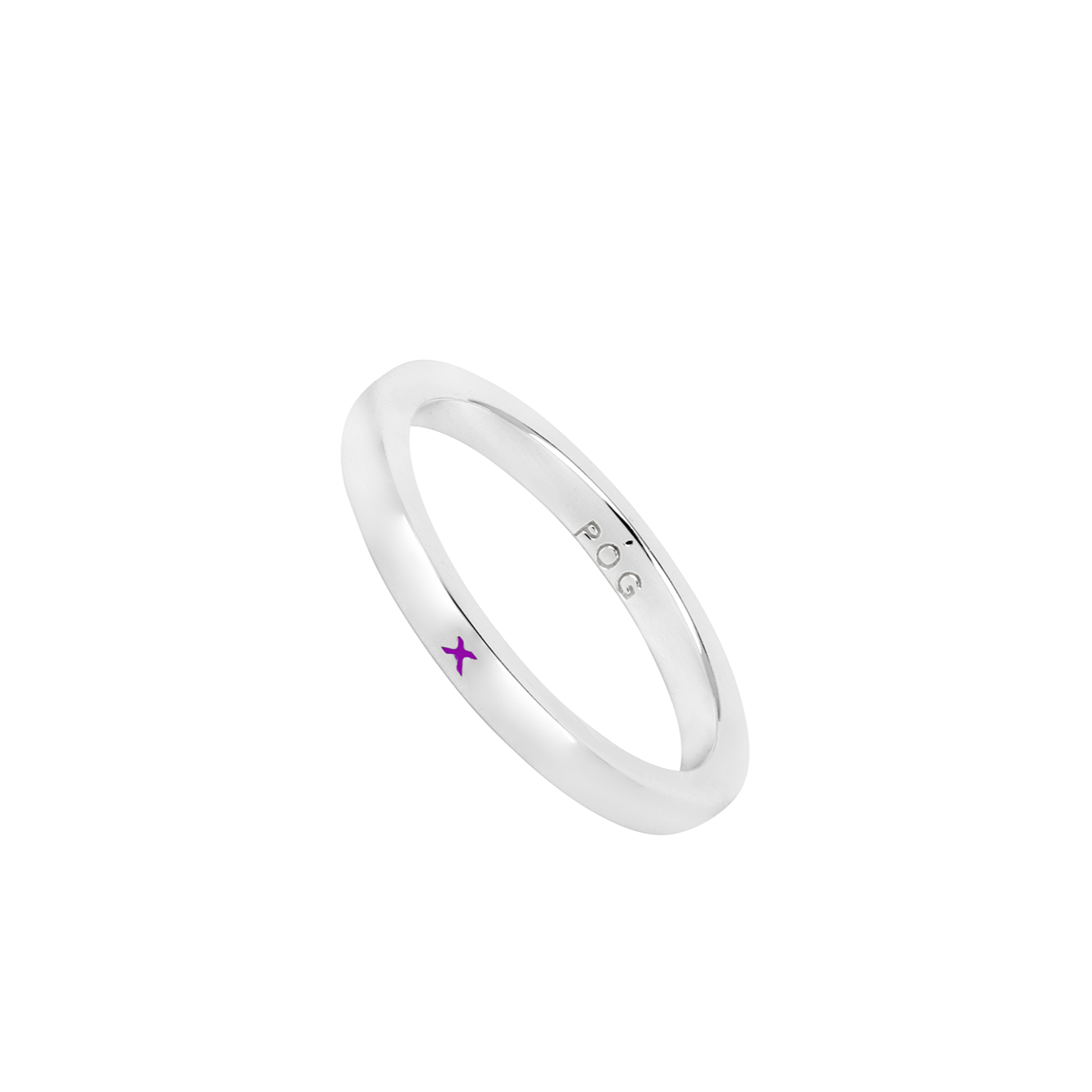 band-stacking ring-with kiss-silver purple