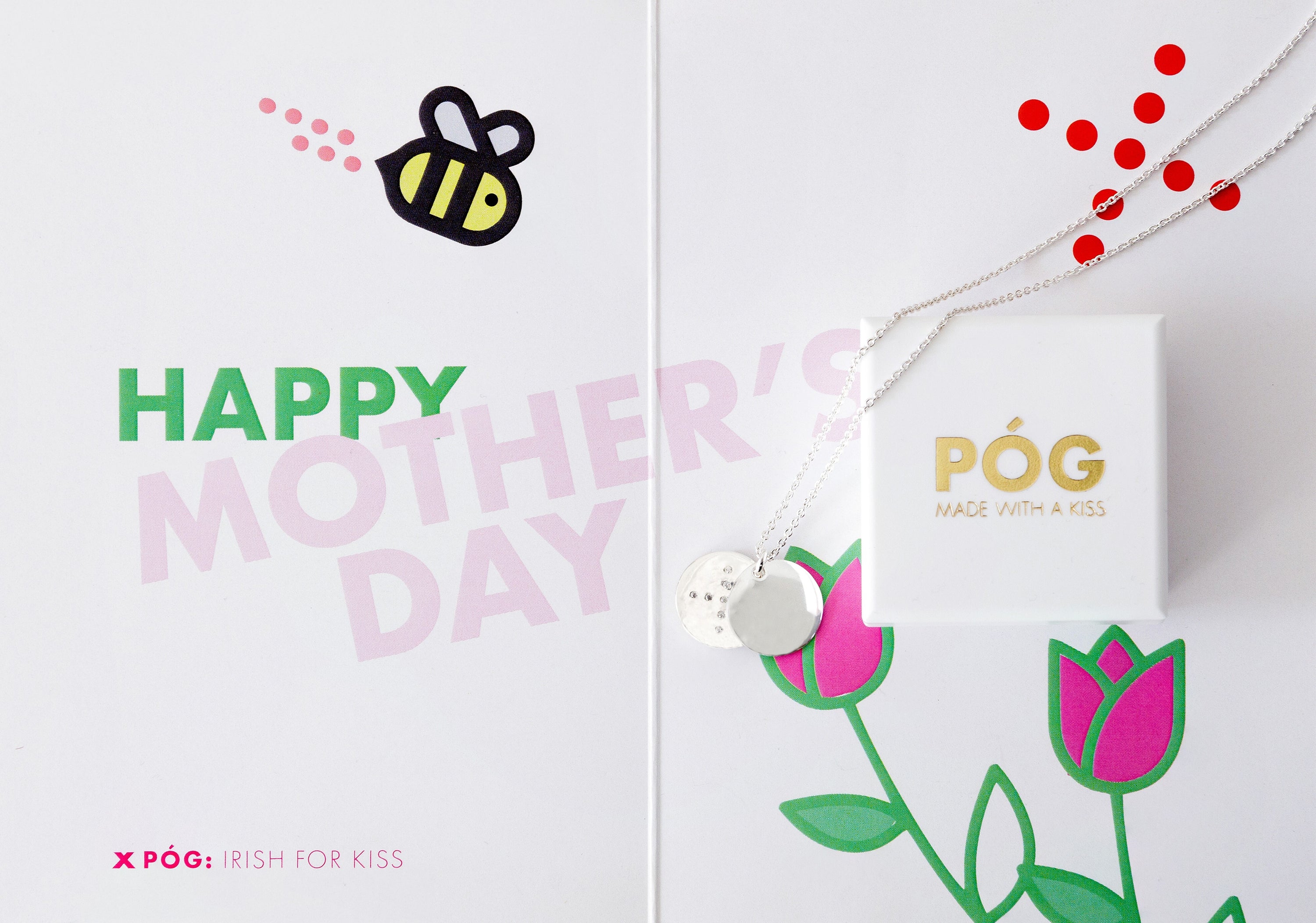 Mother's day greeting card with a pog package and a pog gray pog locket