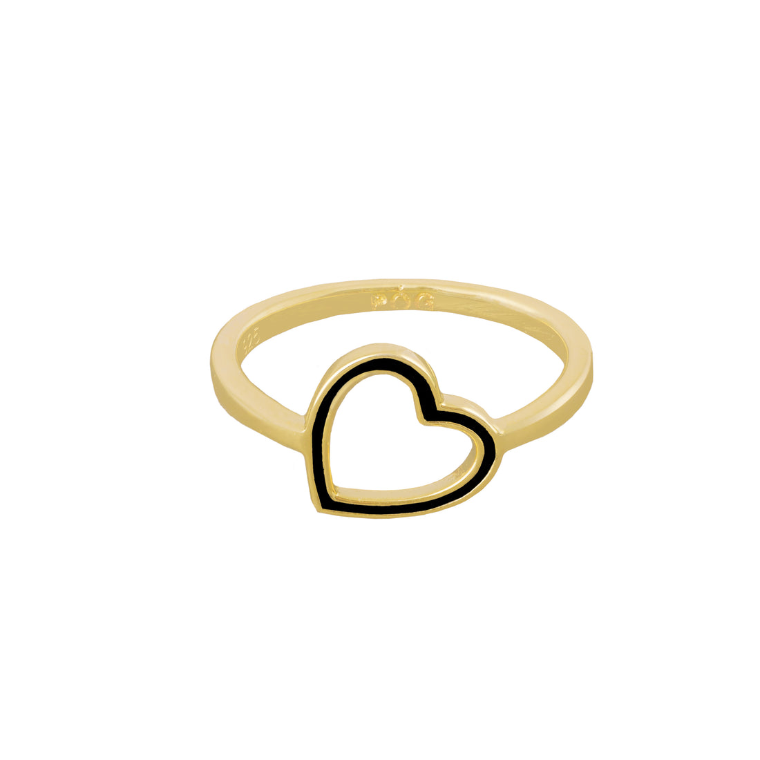 open-heart-ring-black-gold-top-front-view