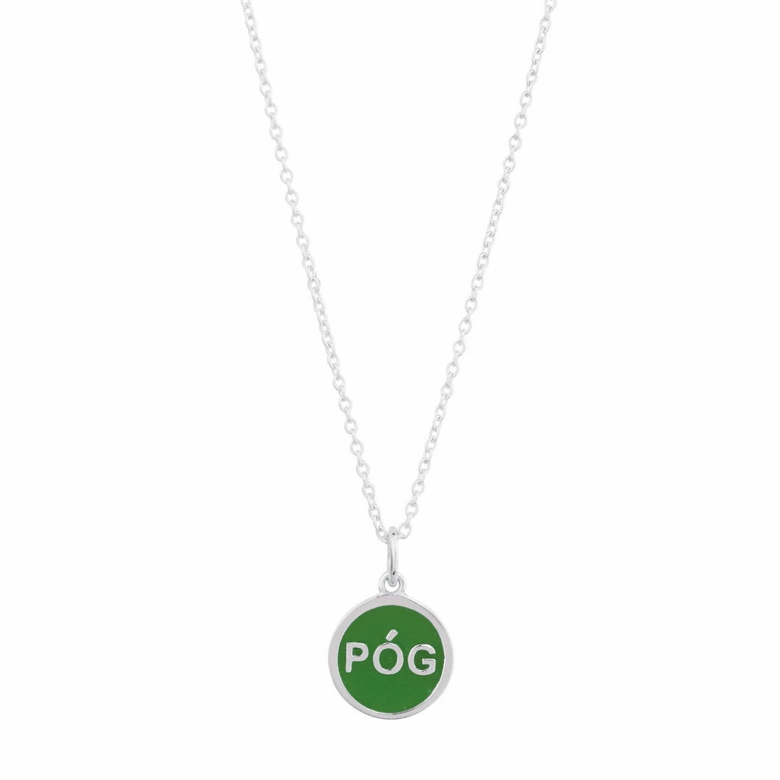 charm-necklace-green-silver-front-view