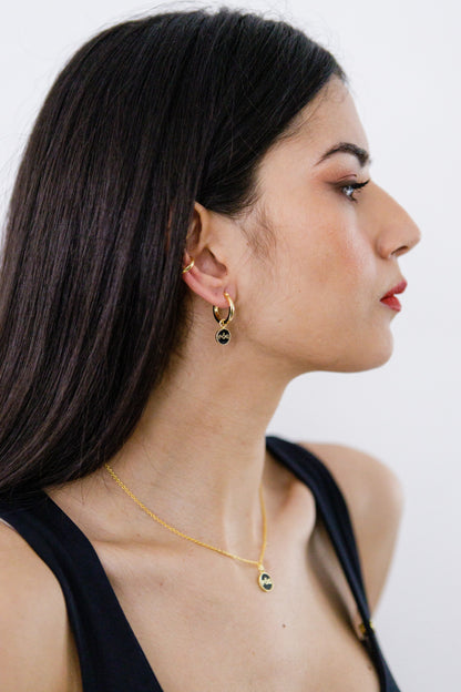 Gold Hoops with Charm