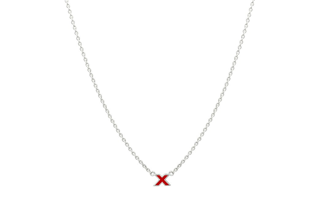kiss-pendant-necklace-red-silver-front-view