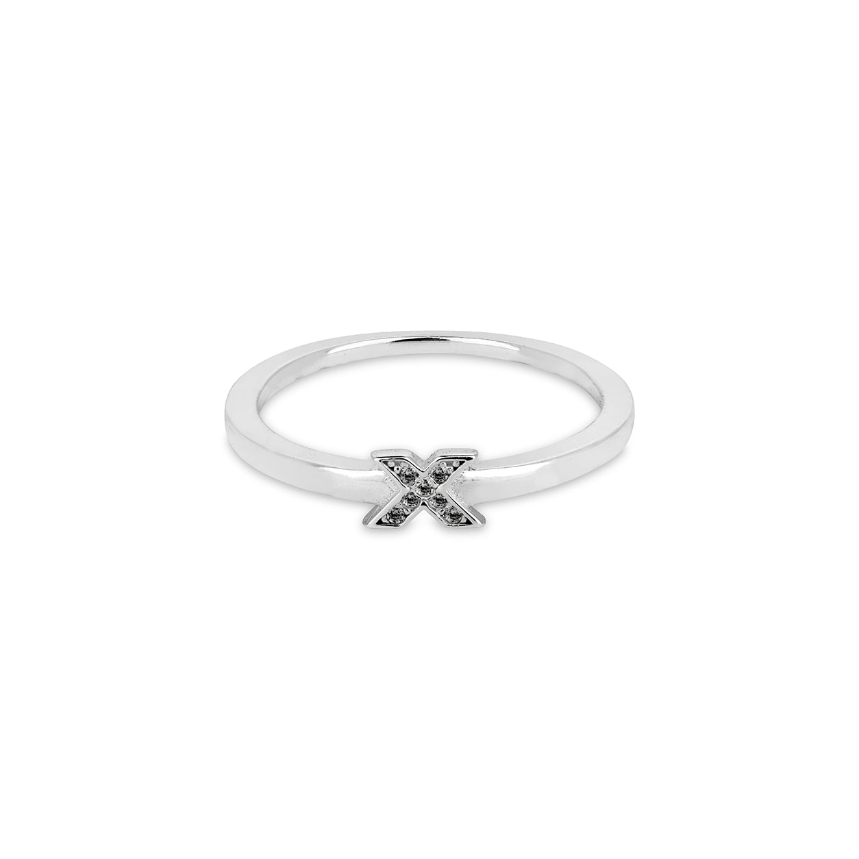 Silver Stacking Ring with X