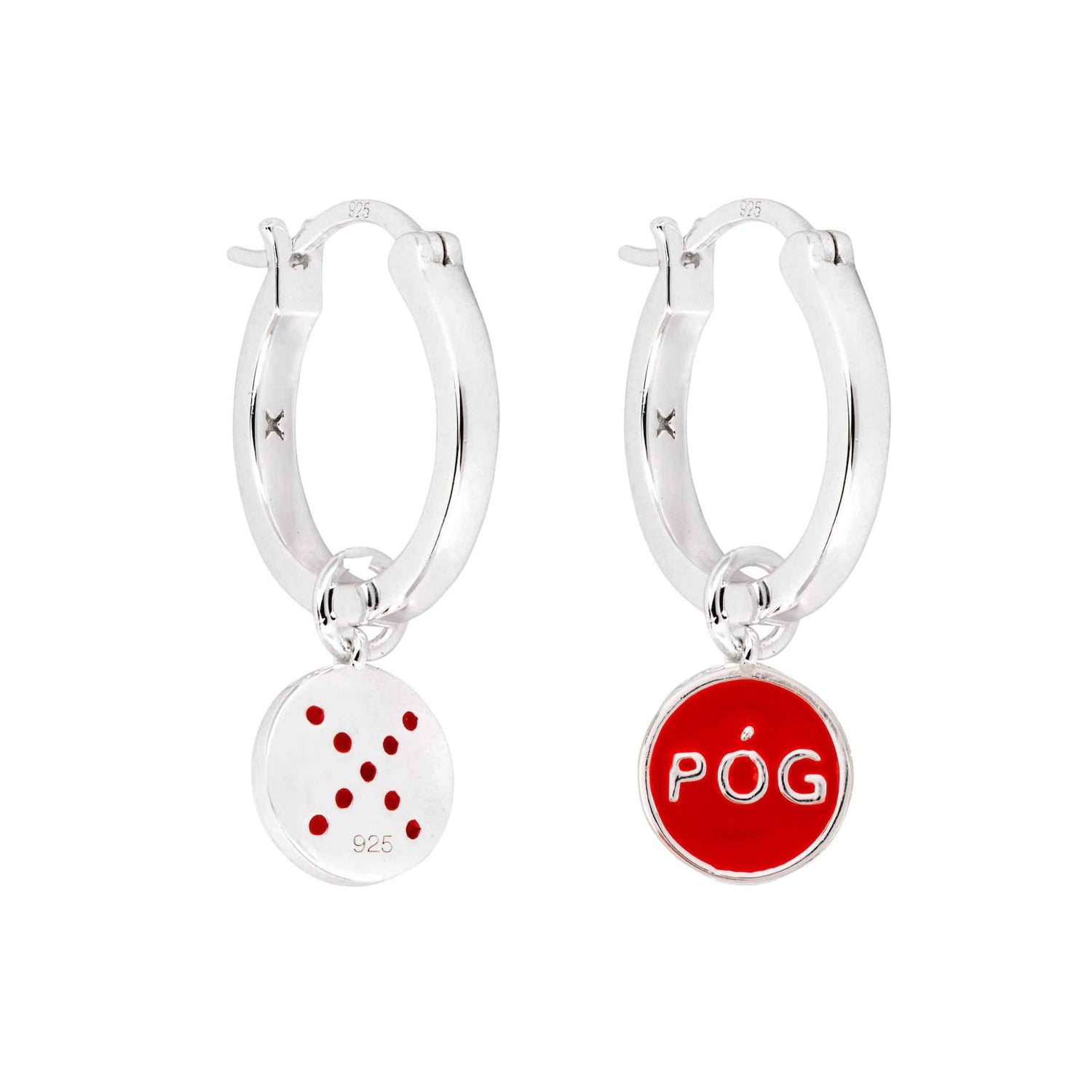 pog-hoop-charm-earrings-red-silver-front-view