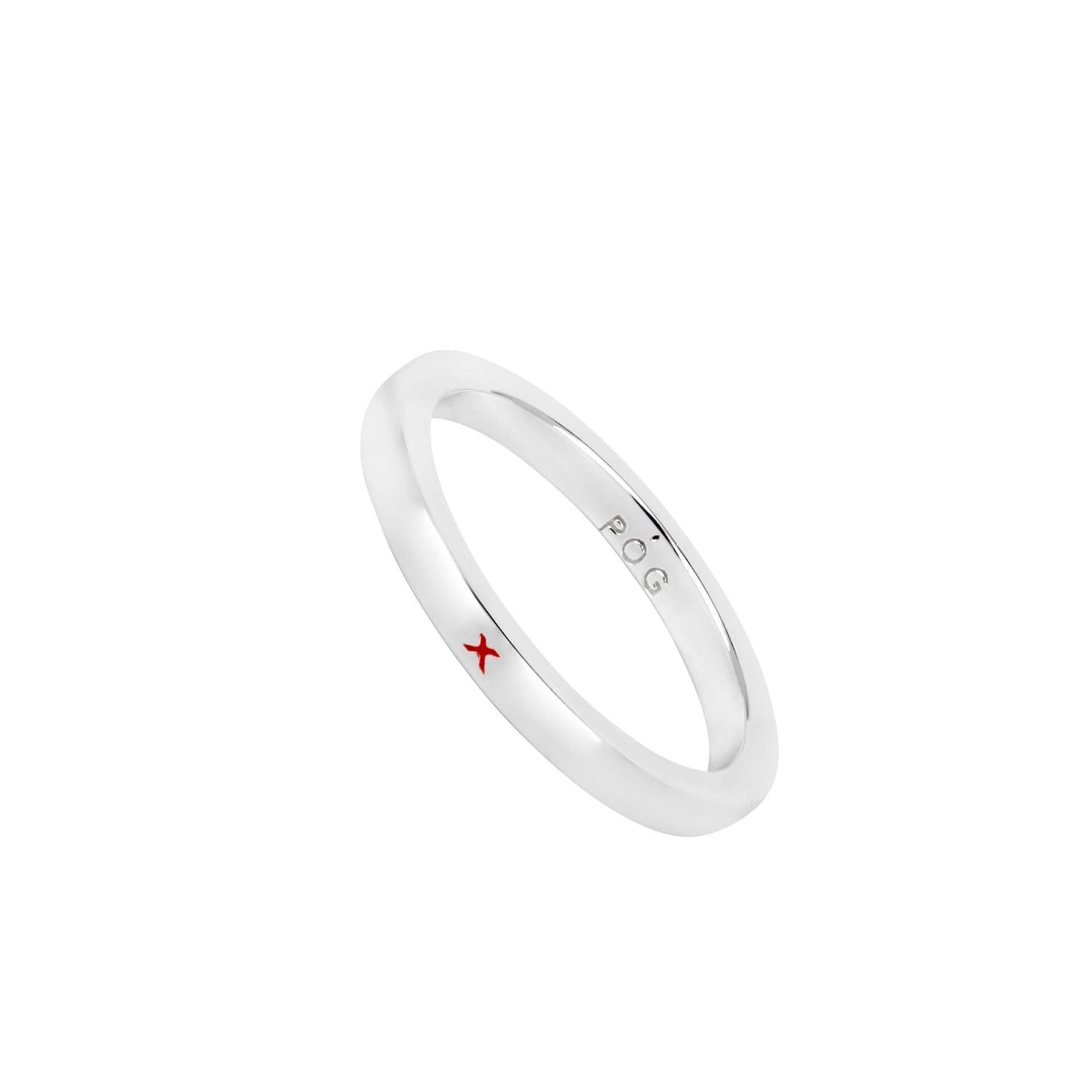 band-stacking ring-with kiss-silver red