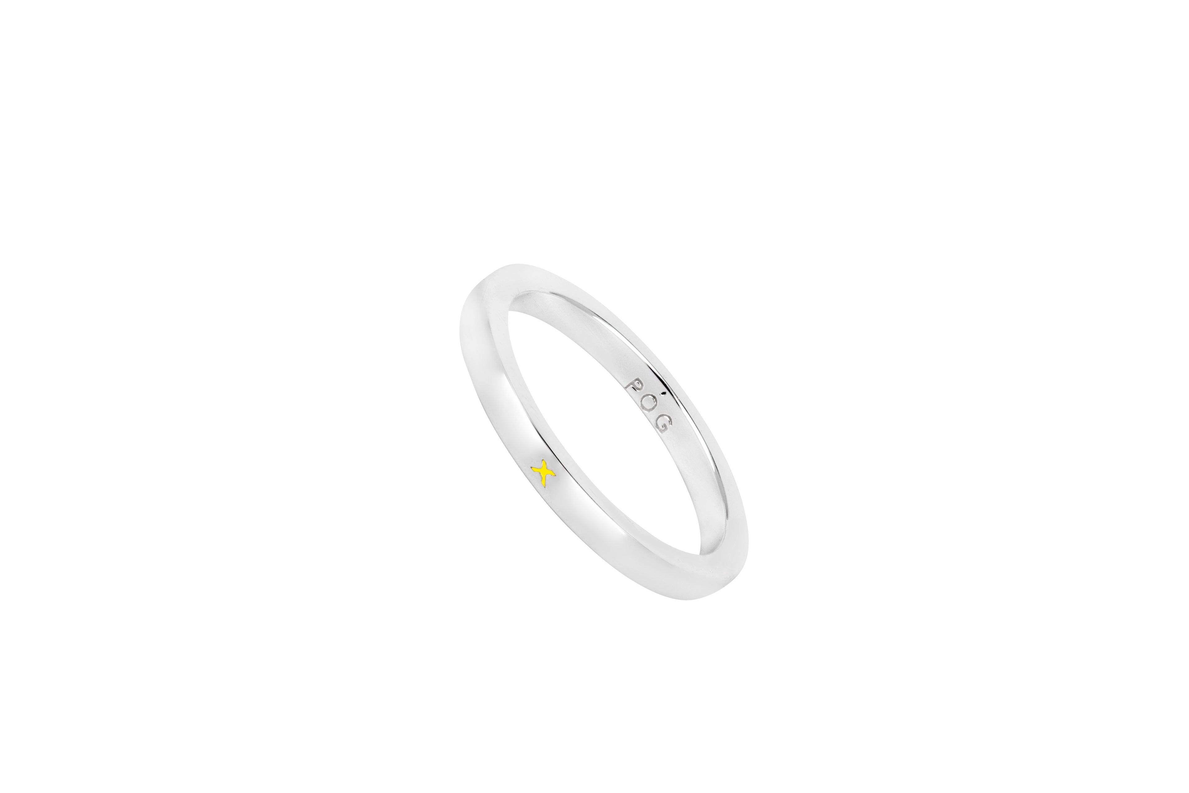 band-stacking ring-with kiss-silver yellow
